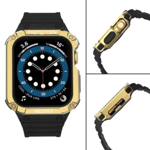 Protect apyrankė with Case for Apple Watch 7 / SE (45/44 / 42mm) Case Armored Watch Cover juodos spalvos - Image 4