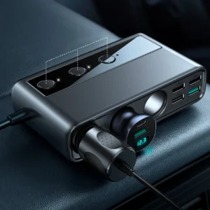 Joyroom JR-CL06 9in1 automobilinis įkroviklis 154W 5x USB-A / USB-C / 3x cigarette lighter socket PD QC PPS - juodos spalvos - Image 5