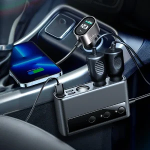 Joyroom JR-CL06 9in1 automobilinis įkroviklis 154W 5x USB-A / USB-C / 3x cigarette lighter socket PD QC PPS - juodos spalvos - Image 6