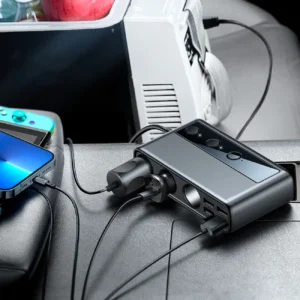 Joyroom JR-CL06 9in1 automobilinis įkroviklis 154W 5x USB-A / USB-C / 3x cigarette lighter socket PD QC PPS - juodos spalvos - Image 7