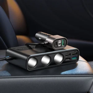 Joyroom JR-CL06 9in1 automobilinis įkroviklis 154W 5x USB-A / USB-C / 3x cigarette lighter socket PD QC PPS - juodos spalvos - Image 8