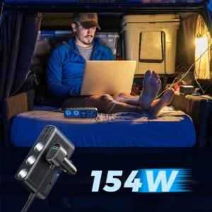 Joyroom JR-CL06 9in1 automobilinis įkroviklis 154W 5x USB-A / USB-C / 3x cigarette lighter socket PD QC PPS - juodos spalvos - Image 9