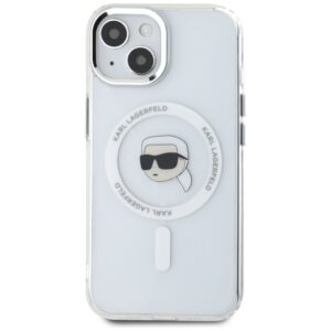 KARL LAGERFELD dėklas skirtas Apple iPhone 15 compatible with MagSafe KLHMP15SHLSKIH (IML Metal K Head) baltos spalvos - Image 3