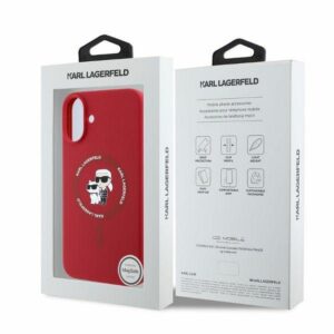 KARL LAGERFELD dėklas skirtas Apple iPhone 16 compatible with MagSafe KLHMP16SSCMKCRHR (Silicone KC Body Ring) red - Image 5