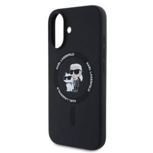 KARL LAGERFELD dėklas skirtas Apple iPhone 16 compatible with MagSafe KLHMP16SSCMKCRHK (Silicone KC Body Ring) juodos spalvos - Image 3