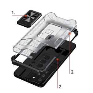 Crystal Ring dėklas tough hybrid cover + magnetic holder Samsung Galaxy S22 + (S22 Plus) dėklas telefonui juodos spalvos - Image 7