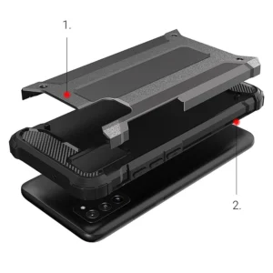 Hybrid Armor dėklas Tough Rugged Cover Samsung Galaxy A03s dėklas telefonui juodos spalvos - Image 6