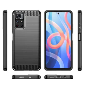 Carbon dėklas Flexible Cover Sleeve Xiaomi Redmi Note 11 dėklas telefonui juodos spalvos - Image 8
