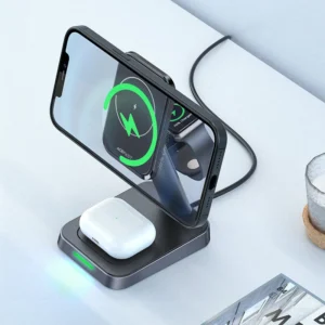 Acefast Qi belaidis įkroviklis 15W for iPhone (su MagSafe), Apple Watch and Apple AirPods Stand Holder Magnetic Holder juodos spalvos (E3 juodos spalvos) - Image 6