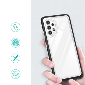 Clear 3in1 Samsung Galaxy A72 4G Frame Gel Cover juodos spalvos - Image 2