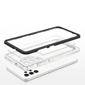 Clear 3in1 Samsung Galaxy A72 4G Frame Gel Cover juodos spalvos - Image 5