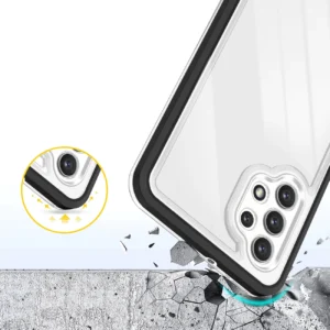 Clear 3in1 Samsung Galaxy A72 4G Frame Gel Cover juodos spalvos - Image 6