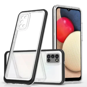 Clear 3in1 case Samsung Galaxy A03s (166) frame gel cover dėklas telefonui juodos spalvos
