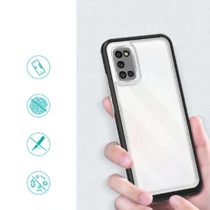 Clear 3in1 case Samsung Galaxy A03s (166) frame gel cover dėklas telefonui juodos spalvos - Image 2