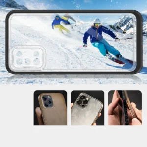 Clear 3in1 case Samsung Galaxy A03s (166) frame gel cover dėklas telefonui juodos spalvos - Image 3