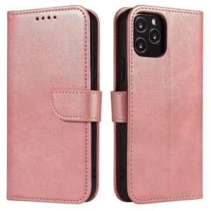 Magnet dėklas elegant case cover with a flap and stand function Samsung Galaxy A73 dėklas telefonui rožinės spalvos