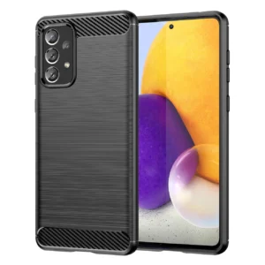Carbon dėklas Flexible TPU cover Samsung Galaxy A73 dėklas telefonui juodos spalvos