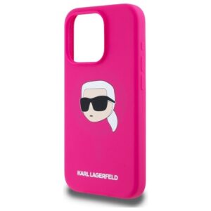 KARL LAGERFELD dėklas skirtas Apple iPhone 15 Pro compatible with MagSafe KLHMP15LSKHPPLF (SIL KL Head Print) fuschia - Image 4