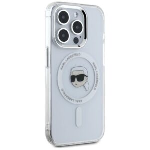 KARL LAGERFELD dėklas skirtas Apple iPhone 15 Pro compatible with MagSafe KLHMP15LHLSKIH (IML Metal K Head) baltos spalvos - Image 4
