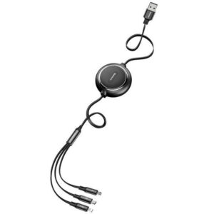 BASEUS retractable kabelis 3in1 USB A į Micro USB / Lightning / Type C 3,5A CAMLT-JH01 1,2 m juodos spalvos - Image 5
