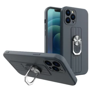 Ring dėklas silikoninis case with finger holder and stand Xiaomi Redmi Note 11 Pro mėlynos spalvos