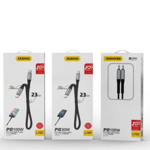 Dudao L10C USB-C - USB-C PD kabelis 100W 5A 0.23m - juodos spalvos - Image 5