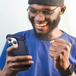 Carbon dėklas Apple iPhone 14 Pro flexible gel back cover mėlynos spalvos - Image 7