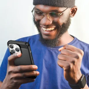 Carbon dėklas Apple iPhone 14 Pro Max flexible gel back cover dėklas telefonui juodos spalvos - Image 7