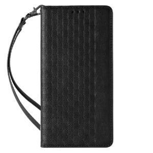 Magnet Strap dėklas  Apple iPhone 14 Plus Flip Wallet Mini Lanyard Stand juodos spalvos - Image 4