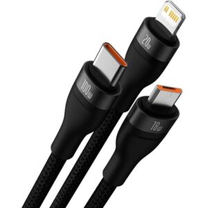 BASEUS kabelis 3in1 Type C / USB A į Micro USB / Lightning / Type C PD QC 5A 100W CASS030101 1,2 m juodos spalvos - Image 2