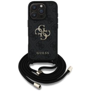 GUESS dėklas skirtas Apple iPhone 16 Pro GUHCP16LP4GMGCRK (CBDY PU 4G Big Logo W/Cord Strap) juodos spalvos - Image 1
