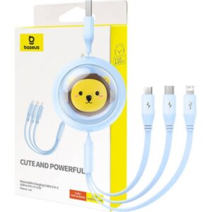 BASEUS retractable kabelis 3in1 USB A į Micro USB / Lightning / Type C CB000063 1,1 m blue