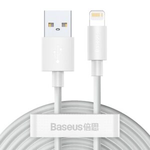 BASEUS cabel USB A į Lightning 2,4A Wisdom TZCALZJ-02 2 pcs 1,5 m baltos spalvos