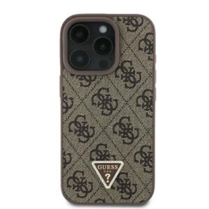 GUESS dėklas skirtas Apple iPhone 16 Pro GUHCP16LP4TDPW (PU Leather 4G Triangle Strass) rudos spalvos - Image 3