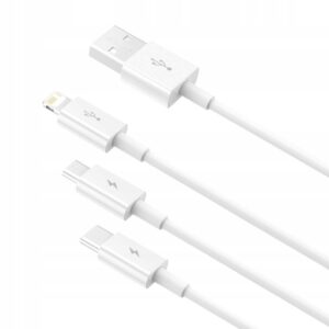 BASEUS kabelis 3in1 USB A į Micro USB / Lightning / Type C 3,5A CAMLTYS-02 1,5 m baltos spalvos - Image 4