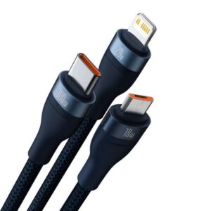 BASEUS kabelis 3in1 USB A / Typ C į Micro USB / Lightning / Type C PD QC 5A 100W CASS030103 1,2 m blue - Image 5