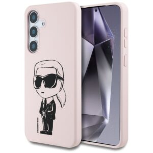 KARL LAGERFELD dėklas skirtas Samsung Galaxy S25 KLHMS25SPNYKGRTP (Magnetic Silicone Graffiti Ikonik) rožinės spalvos