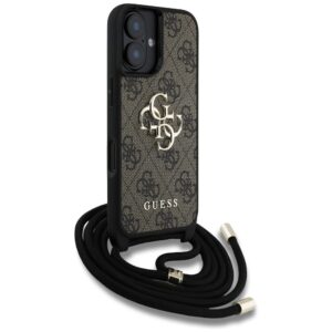 GUESS dėklas skirtas Apple iPhone 16 Plus GUHCP16MP4GMGCRW (CBDY PU 4G Big Logo W/Cord Strap) rudos spalvos - Image 3