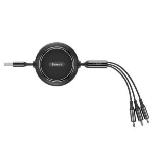 BASEUS retractable kabelis 3in1 USB A į Micro USB / Lightning / Type C 3,5A CAMLT-JH01 1,2 m juodos spalvos - Image 2