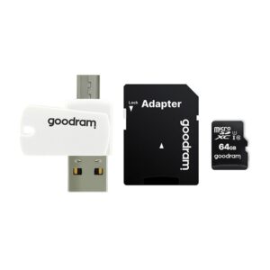GOODRAM card reader USB A + Micro USB ALL IN ONE M1A4 + atminties kortelė micro SD 64GB with adapter SD - Image 5
