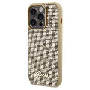 Original faceplate dėklas GUESS GUHCP14LPMSDGSD skirtas iPhone 14 Pro (Disco Script Metal / aukso spalvos) - Image 2