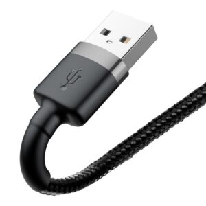 BASEUS kabelis USB A į Lightning 2.4A Cafule CALKLF-BG1 1 m juodos spalvos pilkos spalvos - Image 2
