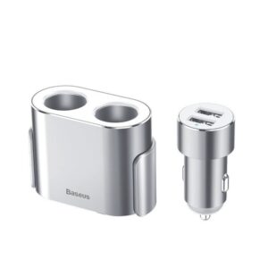 BASEUS automobilnis įkroviklis 2 x USB A + 2 x cigarette lighter x2 80W 3,1A CRDYQ-0S sidabro spalvos