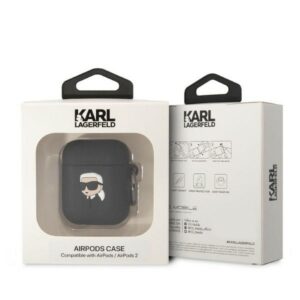 KARL LAGERFELD dėklas skirtas APPLE Airpods 1 / 2 KLA2RUNIKK (3D Sil NFT Karl) juodos spalvos - Image 3