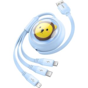 BASEUS retractable kabelis 3in1 USB A į Micro USB / Lightning / Type C CB000063 1,1 m blue - Image 3