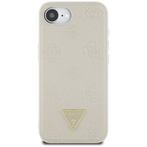 GUESS dėklas skirtas Apple iPhone 16e (SE 4 2025) suderinamas su MagSafe GUHMPSE4PGBTME (Grained PU Hot Stamp Peony Triangle Logo) beige - Image 3