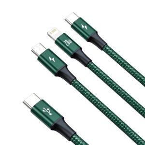 BASEUS kabelis 3in1 Type C į Micro USB / Lightning / Type C PD 20W CAMLT-SC06 1,5 m green - Image 2