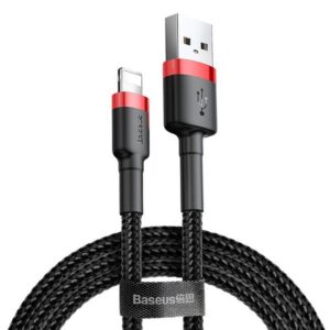 BASEUS kabelis USB į Apple Lightning 8-pin 2,4A Cafule CALKLF-A19 0,5m red-juodos spalvos