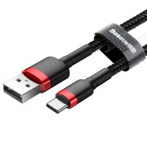 BASEUS kabelis USB Cafule į Type C 3A CATKLF-B91 1m 1 metr Red-Black - Image 3
