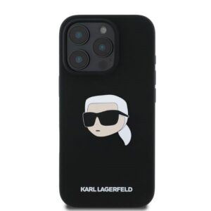 KARL LAGERFELD dėklas skirtas Apple iPhone 16 Pro Max compatible with MagSafe KLHMP16XSKHPPLK (Sil KL Head Print) juodos spalvos - Image 2